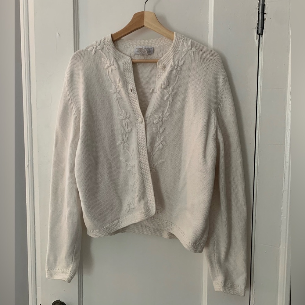 Lands’ End Floral Cotton Cardigan Jacket